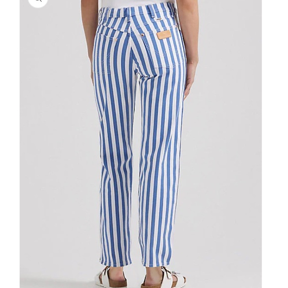 Wrangler Pants - Wrangler Women’s Size 12/32 Blue and White Striped Denim Bell Bottoms NWOT